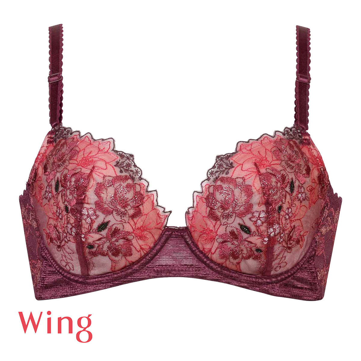 ワコール Wacoal ウイング Wing KB2721 後ろ姿きれいブラ AB 3/4カップ ブラジャー 脇高 24SS 単品(EN-エンジ-A65)