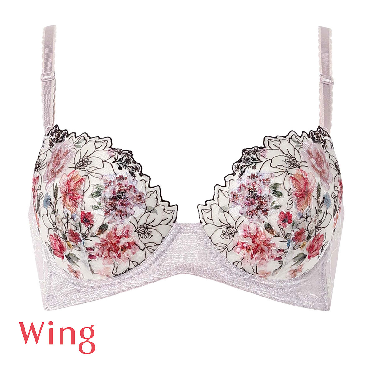 ワコール Wacoal ウイング Wing KB2721 後ろ姿きれいブラ AB 3/4カップ ブラジャー 脇高 24SS 単品(PGY-ピンクグレー-A65)