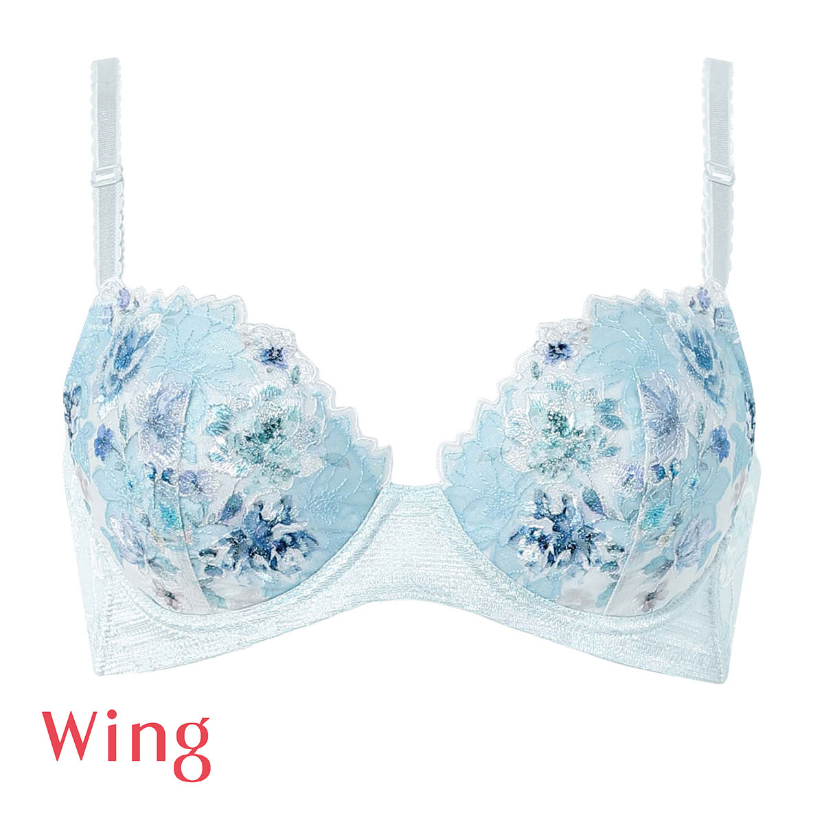 ワコール Wacoal ウイング Wing KB2721 後ろ姿きれいブラ AB 3/4カップ ブラジャー 脇高 24SS 単品(BU-ブルー-A65)