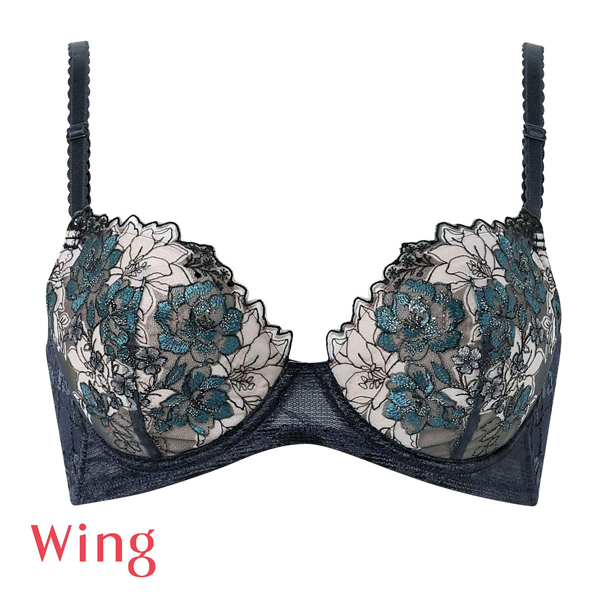 ワコール Wacoal ウイング Wing KB2721 後ろ姿きれいブラ AB 3/4カップ ブラジャー 脇高 24SS 単品(DGY-濃グレー-A65)