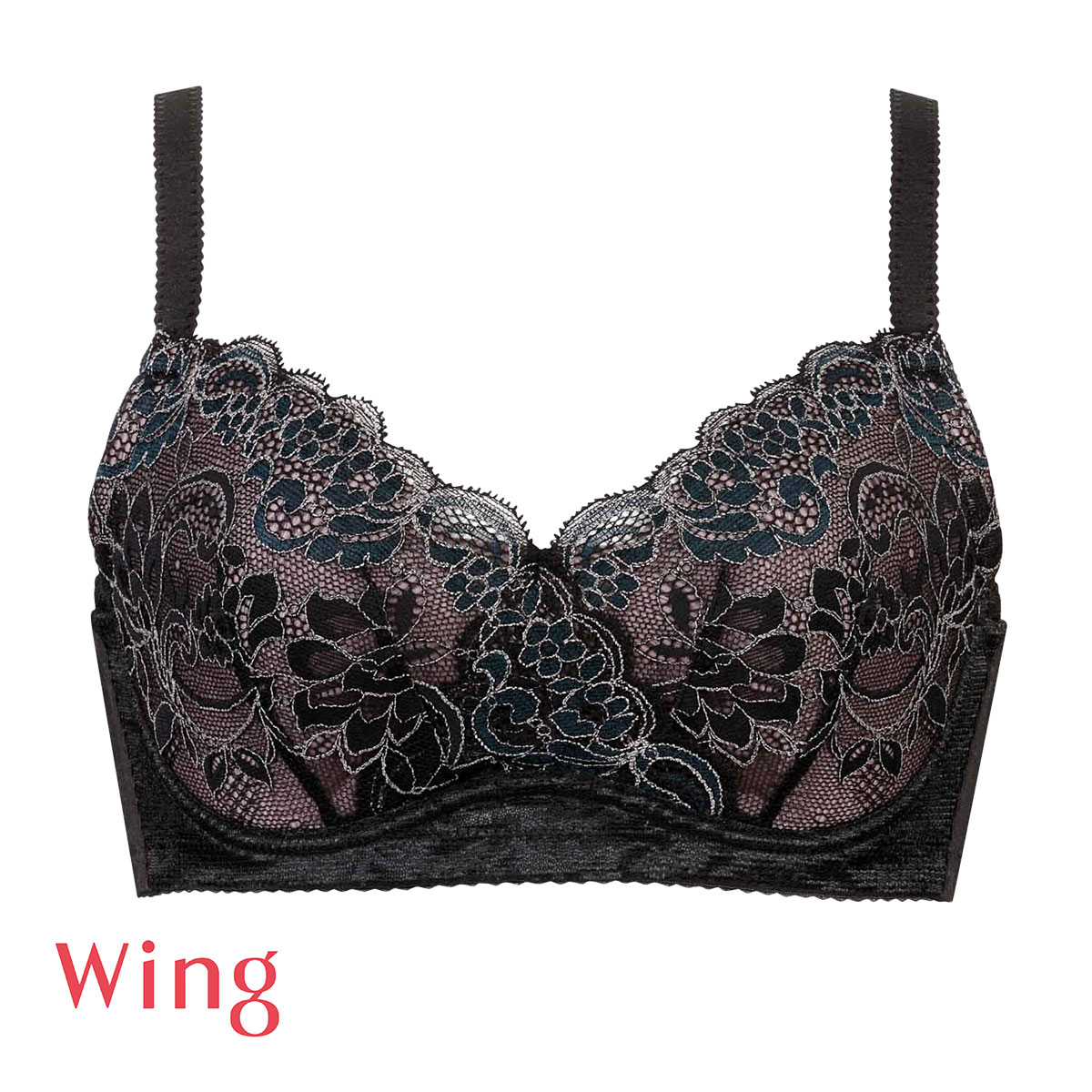 ワコール ウイング 小さく見せるブラ ブラジャー G 3/4カップ KB6100 Wacoal Wing(BK-ブラック-G70)