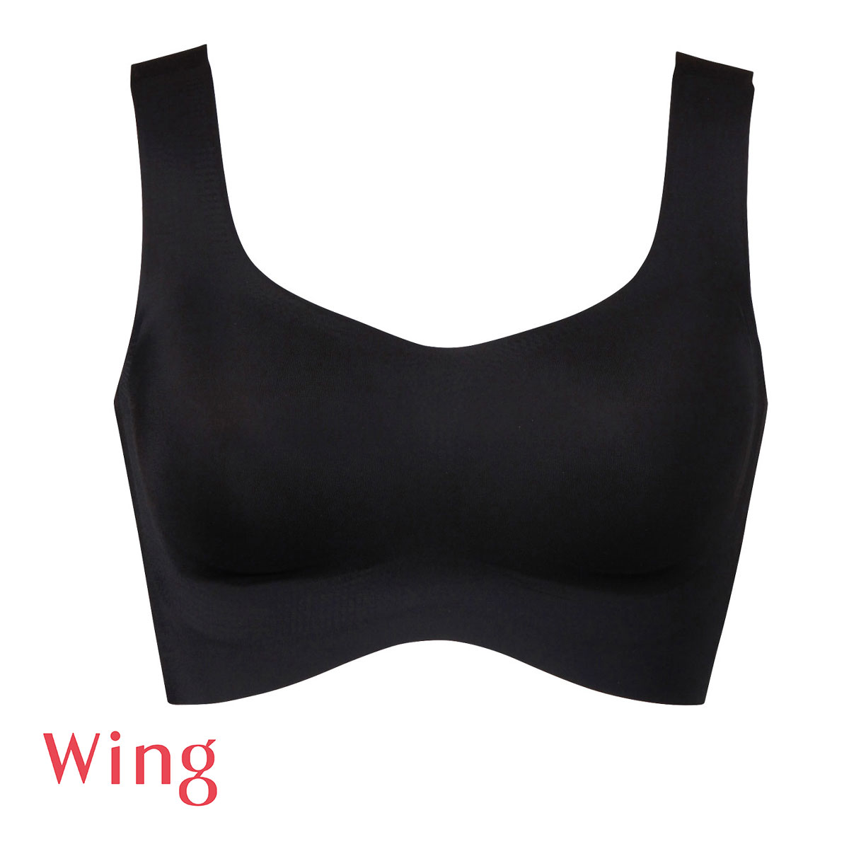 ワコール Wacoal ウイング Wing　フィットトップ ハーフトップ ノンワイヤー ブラジャー SML ワイヤレスブラ シームレス 単品(BK-ブラック-S)