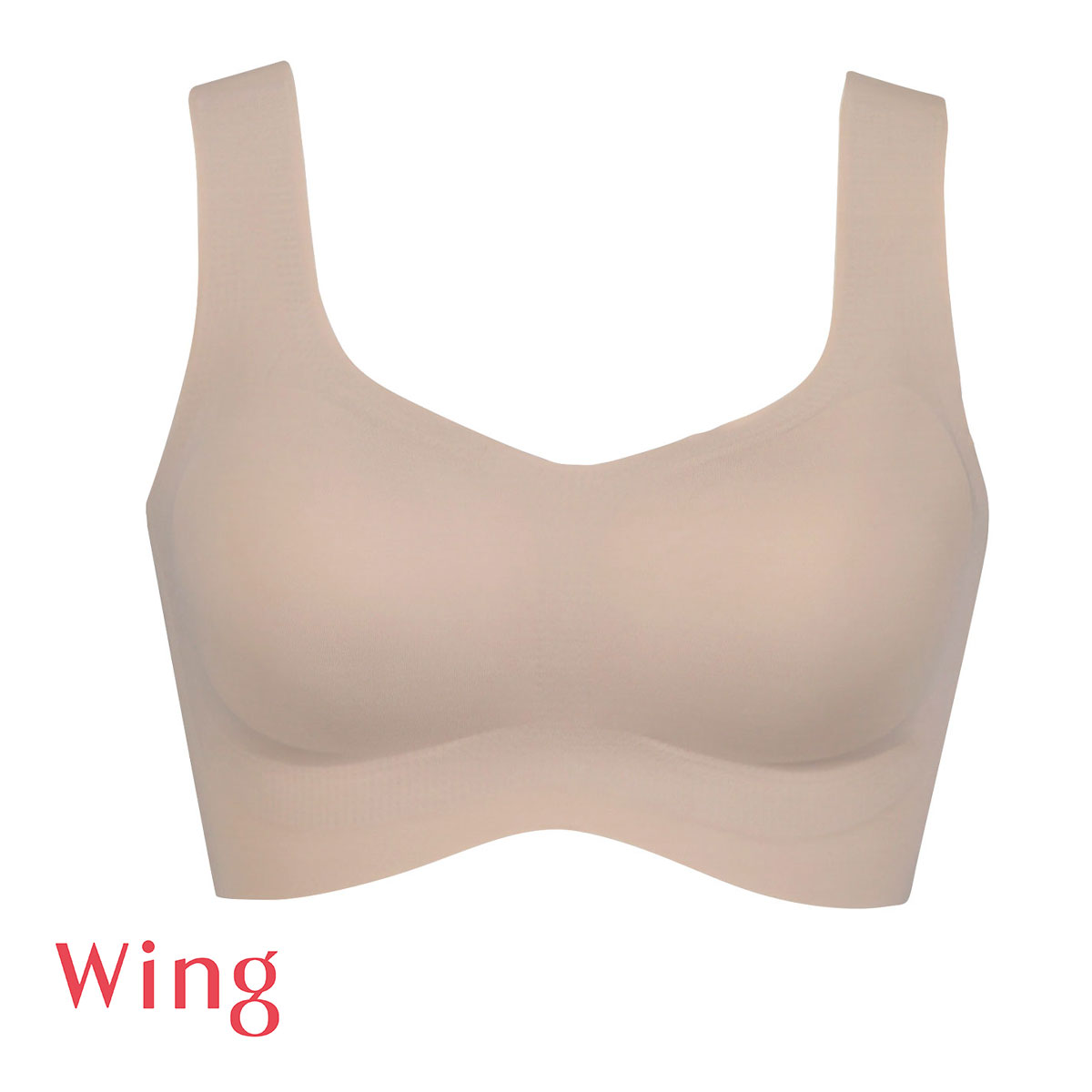 ワコール Wacoal ウイング Wing　フィットトップ ハーフトップ ノンワイヤー ブラジャー SML ワイヤレスブラ シームレス 単品(BE-ベージュ-S)