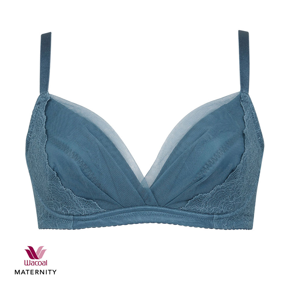 ワコール Wacoal マタニティ MATERNITY ブラジャー ノンワイヤー EF 産前産後兼用 単品 ハンモックのようにつつみこむブラ(BU2-ブルー2-E65)