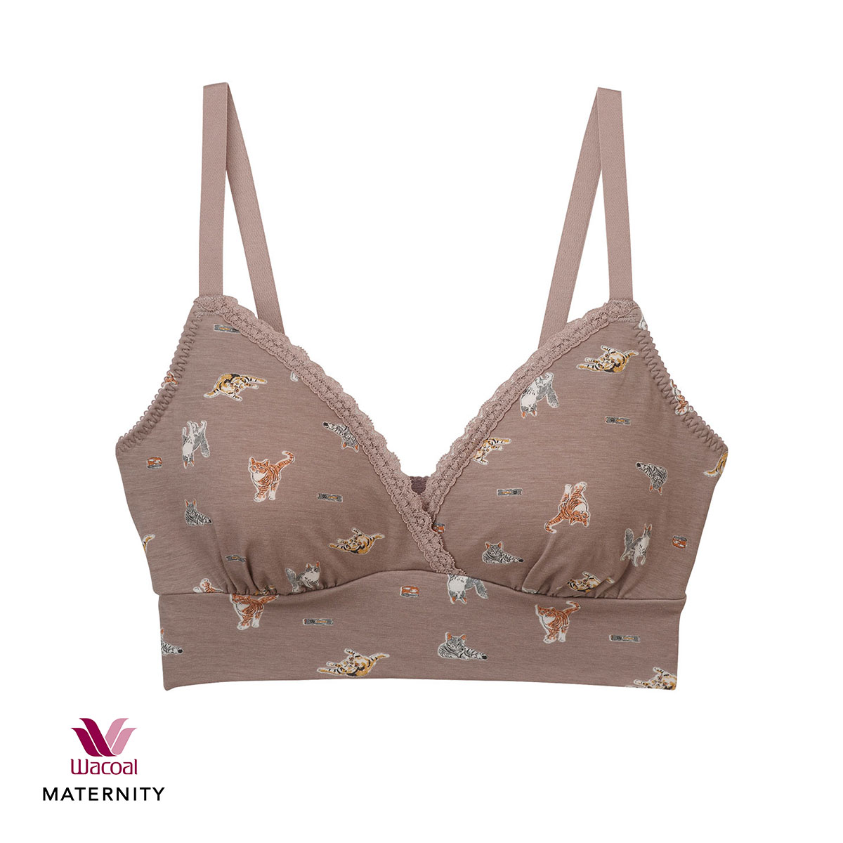 ワコール Wacoal マタニティ MATERNITY Waninal 産前産後用 ハーフトップ ノンワイヤー ブラジャー 授乳ブラ ML 単品(BR-ブラウン-ﾏﾀﾆﾃｨM)