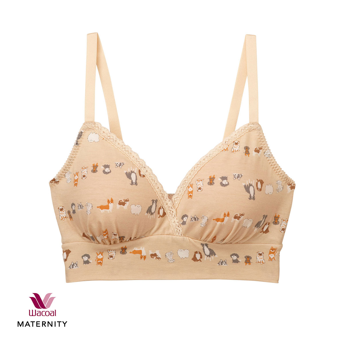 ワコール Wacoal マタニティ MATERNITY Waninal 産前産後用 ハーフトップ ノンワイヤー ブラジャー 授乳ブラ ML 単品(CR-クリーム-ﾏﾀﾆﾃｨM)