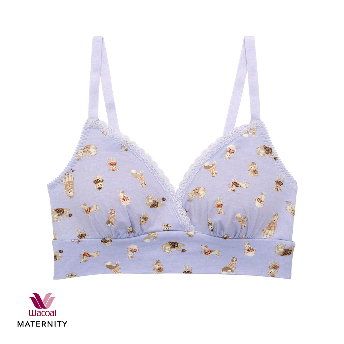 ワコール Wacoal マタニティ MATERNITY Waninal 産前産後用 ハーフトップ ノンワイヤー ブラジャー 授乳ブラ ML 単品(PU-パープル-ﾏﾀﾆﾃｨM)