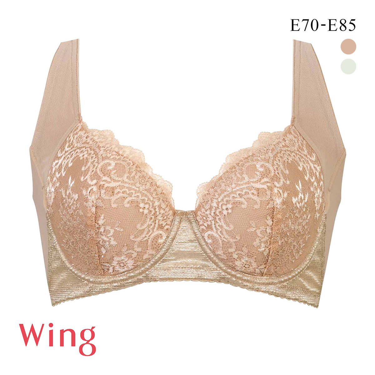 ワコール Wacoal ウイング Wing 脇高 脇胸から背中まですっきりスムージング ブラジャー 3/4カップ E NB2724 単品(DBE-濃ベージュ-E70)