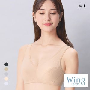 ワコール Wacoal ウイング Wing 動きやすく、さらりと快適。ウォーキングブラ ML ハーフトップ ノンワイヤーブラ 吸汗速乾