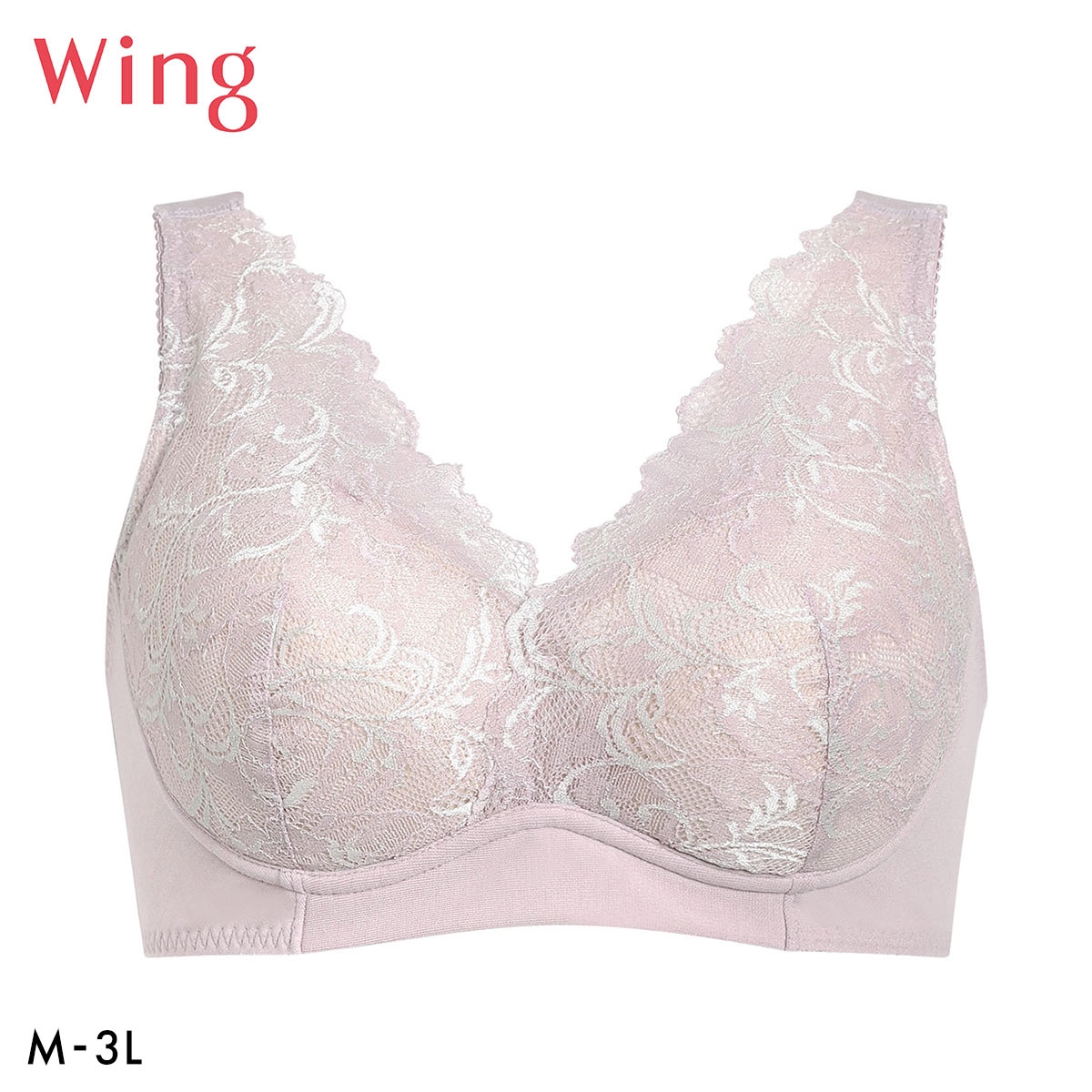 ワコール ウイング 着脱らくらく ブラジャー ノンワイヤー ハーフトップ やさしい肌あたり M-3L 大きいサイズ Wacoal Wing(PI-ピンク-M)