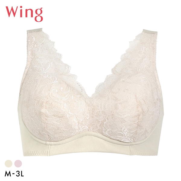 ワコール ウイング 着脱らくらく ブラジャー ノンワイヤー ハーフトップ やさしい肌あたり M-3L 大きいサイズ Wacoal Wing