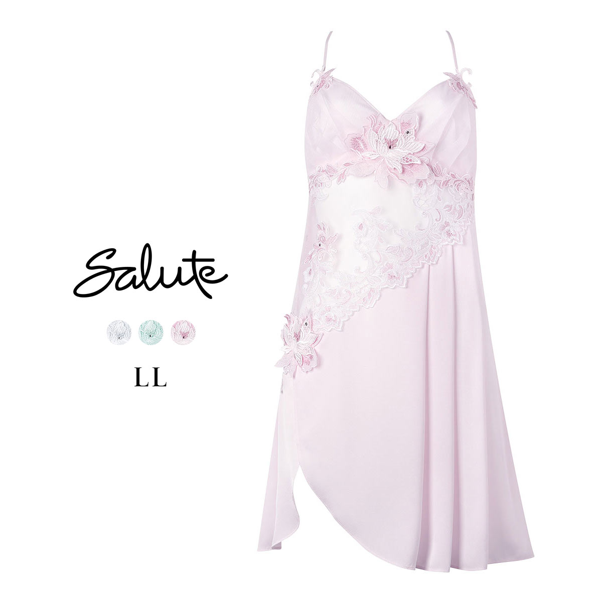 ワコール サルート 32グループ 32G ランジェリードレス LL ネグリジェ スリップ Wacoal Salute NTJ232 26SS先行プレステージ(LPI-薄ピンク-LL)