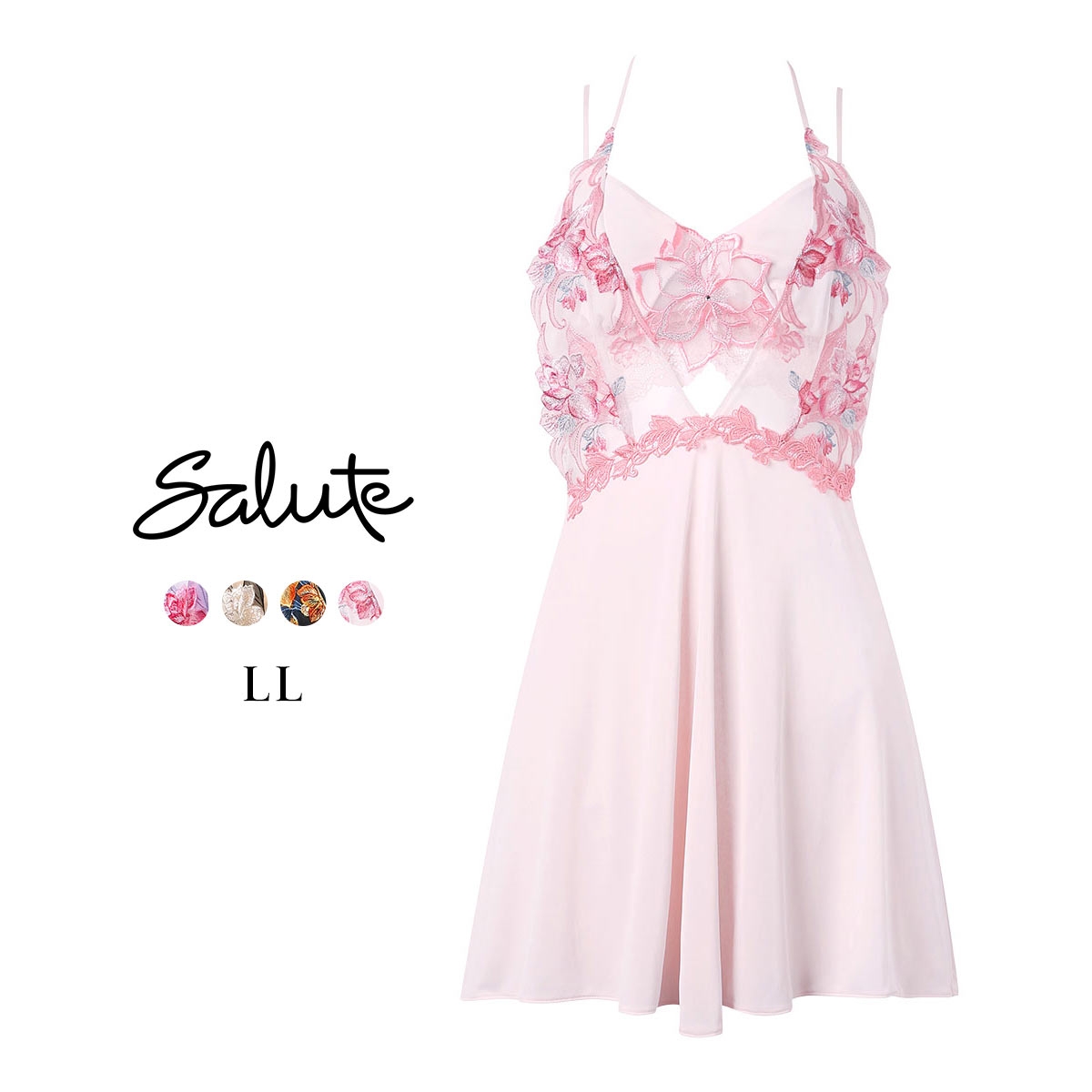 ワコール サルート 33グループ 33G ランジェリードレス LL セットアップ ブラレット スリップ Wacoal Salute NTJ233 26SSフェア(LPI-薄ピンク-LL)