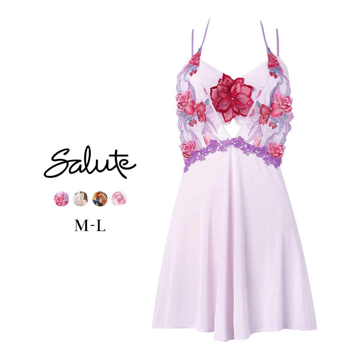 ワコール サルート 33グループ 33G ランジェリードレス ML セットアップ ブラレット スリップ Wacoal Salute NTJ233 26SSフェア(LPU-薄パープル-M)