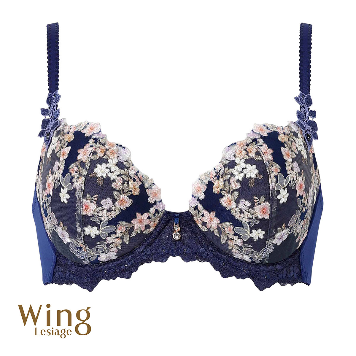 ウイング レシアージュ 2120シリーズ ブラジャー G ふっくらまるい自然な谷間 Wing Lesiage PB2120 25SS(NV-ネイビー-G70)