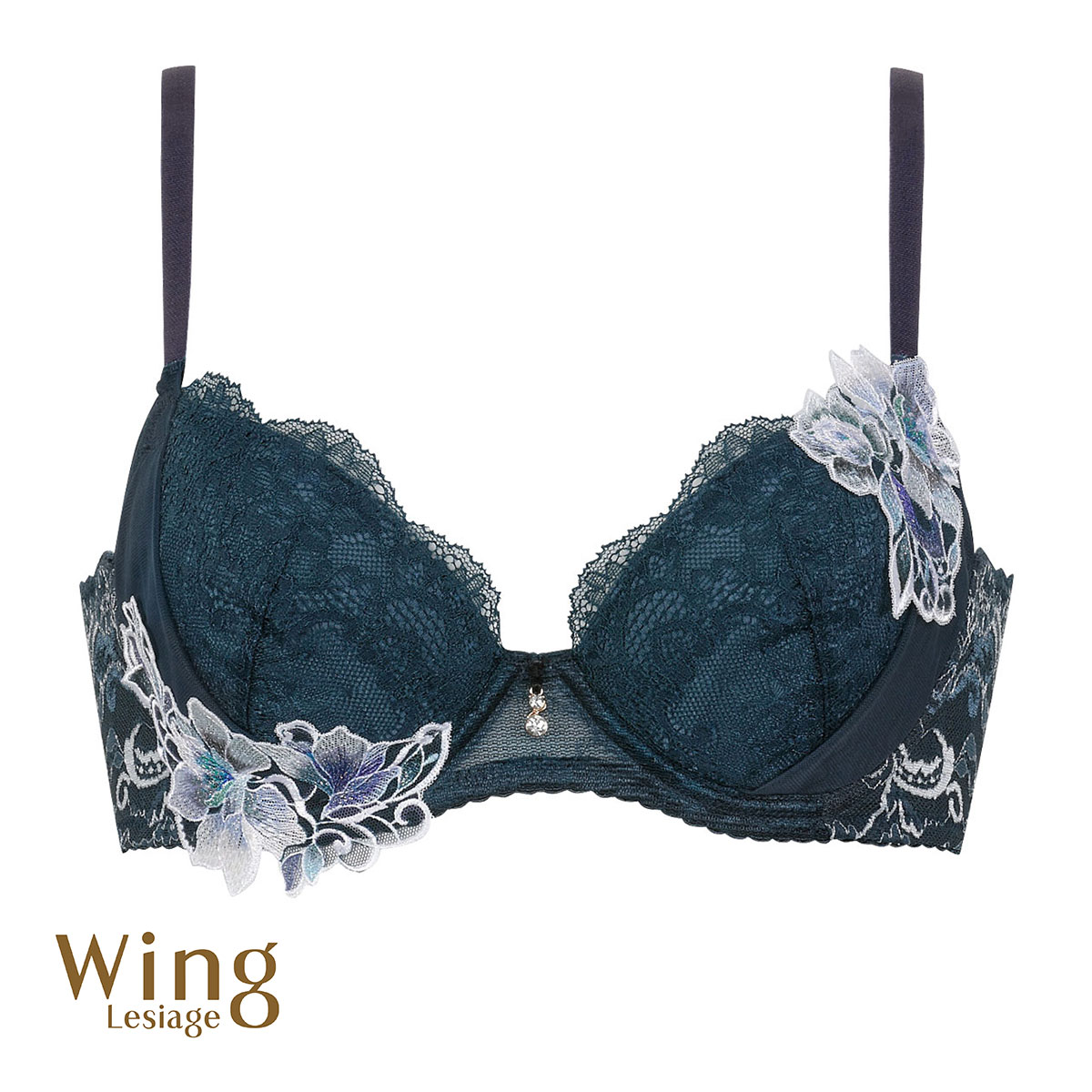 ウイング Wing レシアージュ Lesiage 23AW 2860シリーズ ブラジャー DEF 脇すっきり 着やせ 単品(BG-ブルーグリーン-D65)