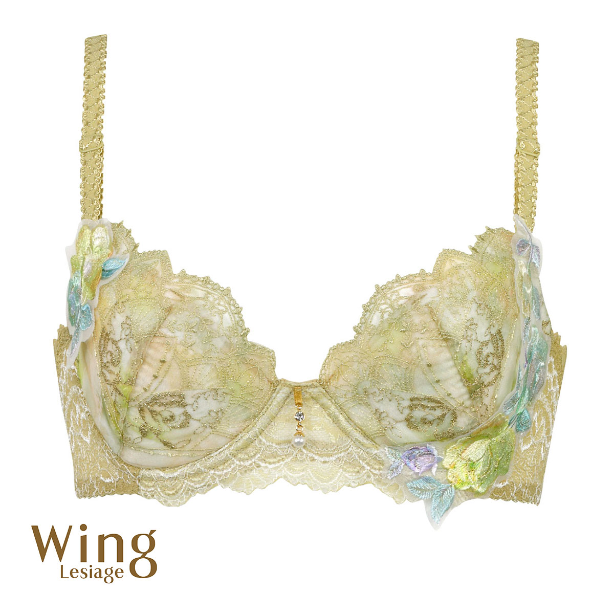 ウイング Wing レシアージュ Lesiage 24SS 2910シリーズ ブラジャー 胸ふっくらやさしくフィット DEF まる胸 単品(GL-ゴールド-D65)