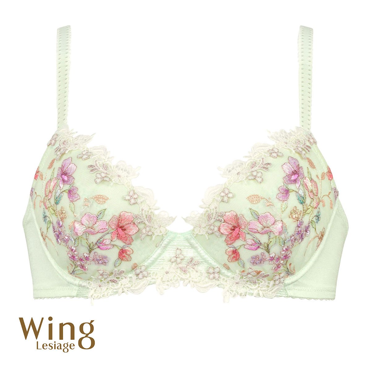 ウイング Wing レシアージュ Lesiage 24SS 2920シリーズ ブラジャー 胸ふっくらやさしくフィット BC まる胸 単品(GR-グリーン-B65)