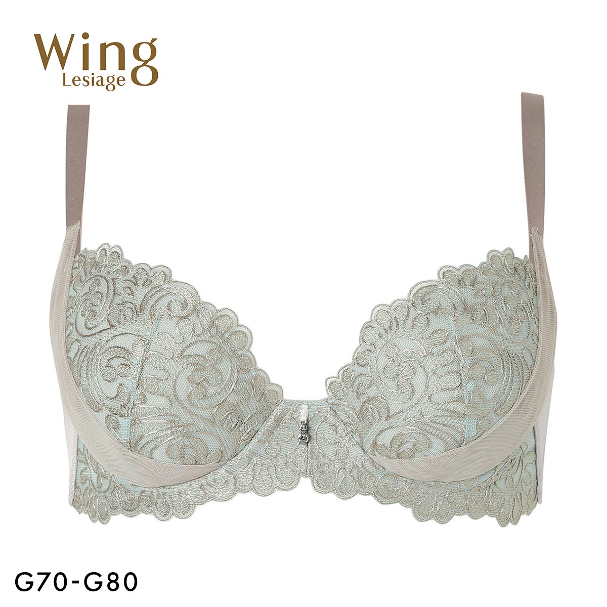 ウイング レシアージュ 8000シリーズ ブラジャー 着やせ＆寄せ上げでスタイルアップ 脇高 谷間 G Wing Lesiage PB8000 大きいサイズ(GGY-グリーングレー-G70)