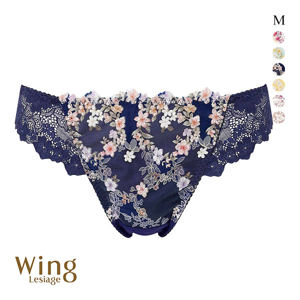 ウイング レシアージュ 2120シリーズ ショーツ M Tバック ソング バックレース Wing Lesiage 25SS(NV-ネイビー-M)