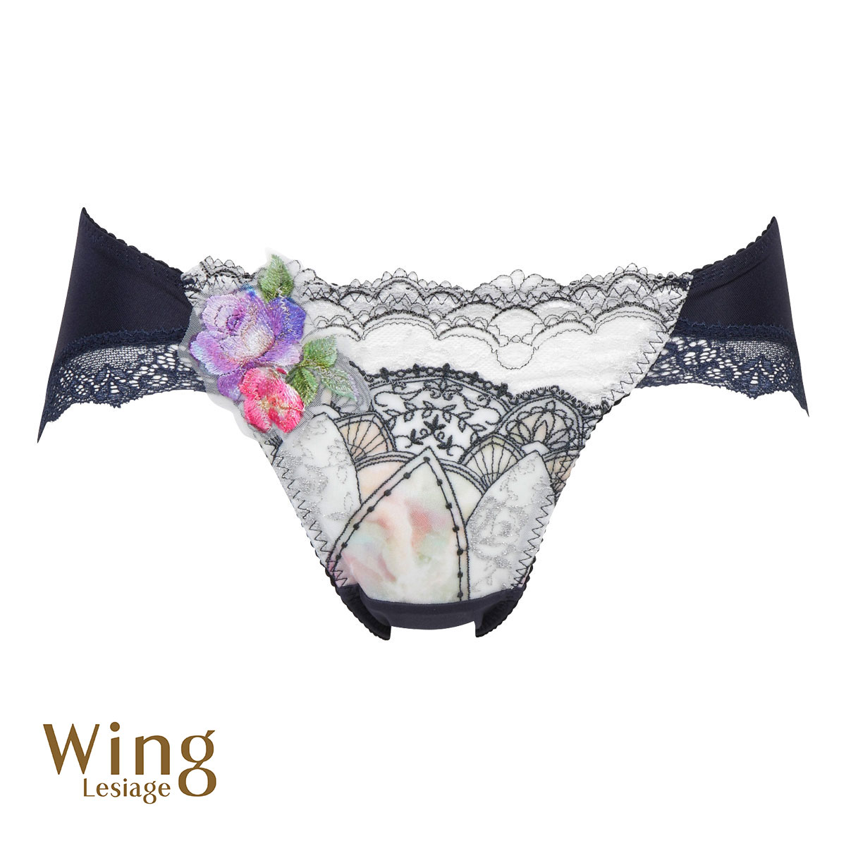 ウイング Wing レシアージュ Lesiage 24SS 2910シリーズ ショーツ ML ハイレッグ ローライズ 単品(NV-ネイビー-M)