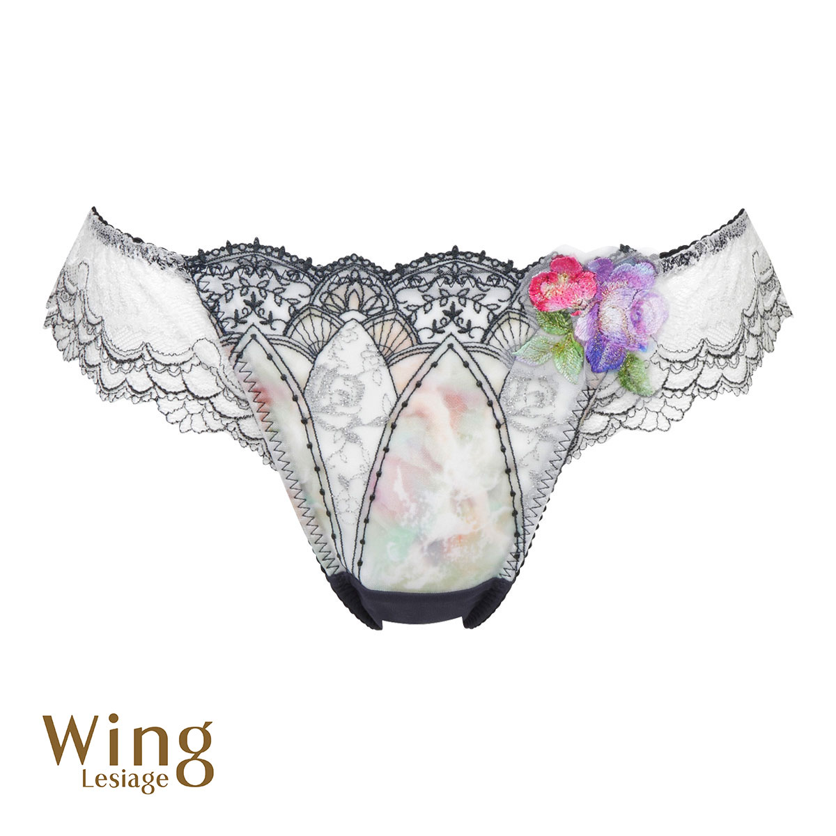 ウイング Wing レシアージュ Lesiage 24SS 2910シリーズ ショーツ Tバック ソング ローライズ 単品(NV-ネイビー-M)
