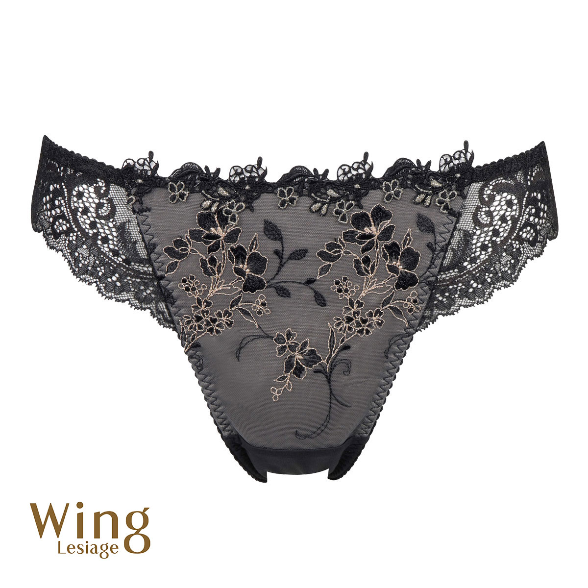 ウイング Wing レシアージュ Lesiage 24SS 2920シリーズ ショーツ M Tバック ソング バックレース 単品(BK-ブラック-M)