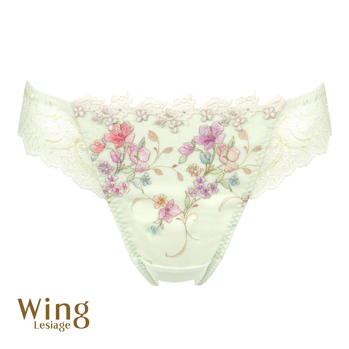 ウイング Wing レシアージュ Lesiage 24SS 2920シリーズ ショーツ M Tバック ソング バックレース 単品(GR-グリーン-M)
