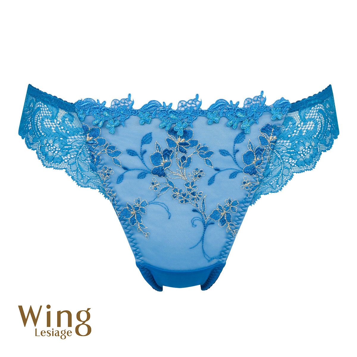 ウイング Wing レシアージュ Lesiage 24SS 2920シリーズ ショーツ M Tバック ソング バックレース 単品(BU-ブルー-M)
