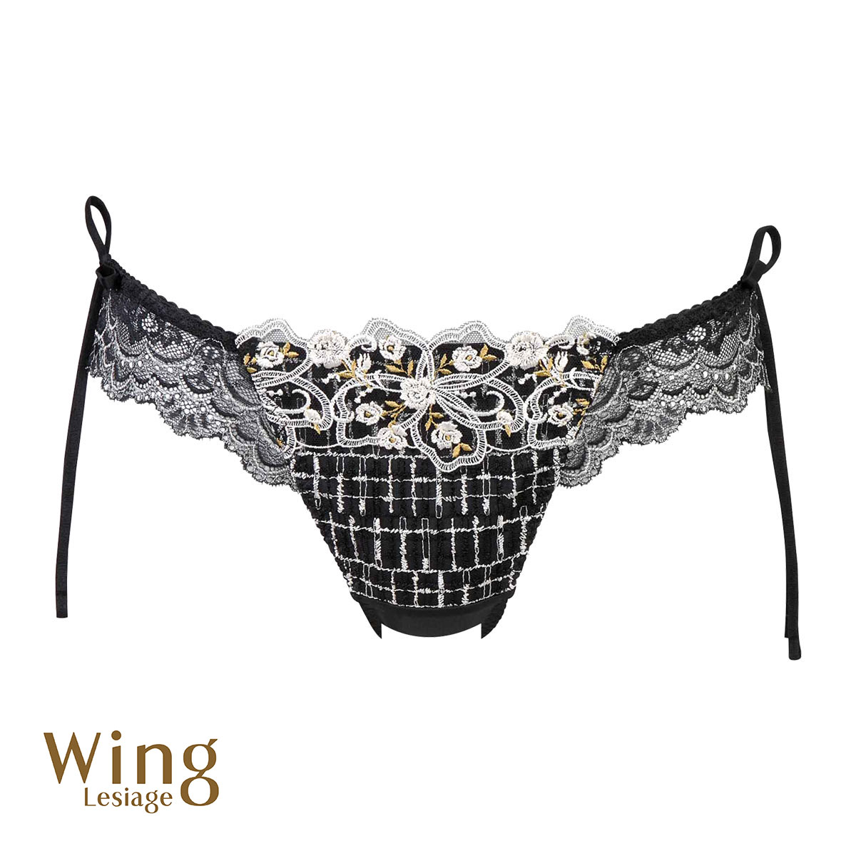 ウイング Wing レシアージュ Lesiage 24AW 2960シリーズ ショーツ M Tバック ソング サイドリボン PF2962 単品(BK-ブラック-M)