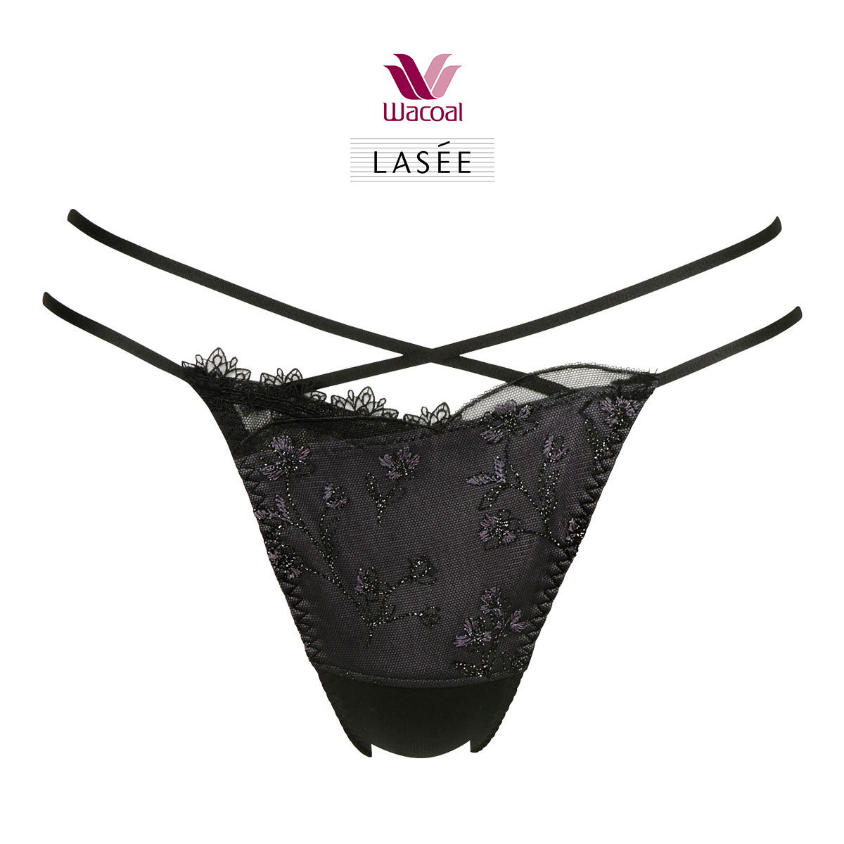 ワコール Wacoal ラゼ LASEE 09G PFA409 Tバックショーツ 単品 ハイレッグ(BK-ブラック-M)