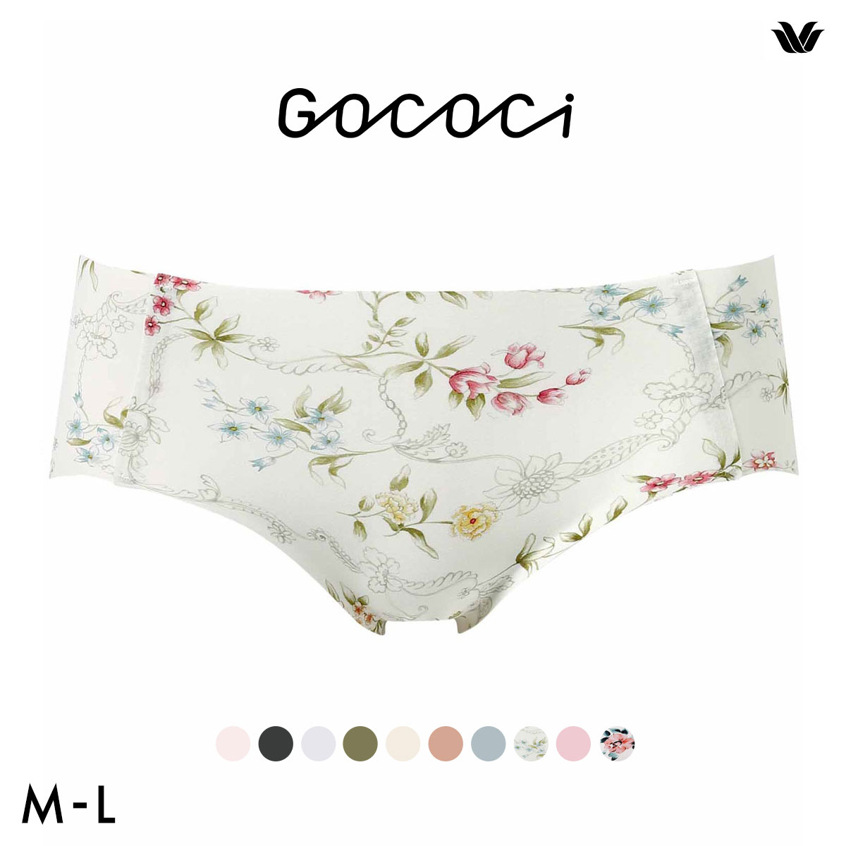 ワコール Wacoal ゴコチ GOCOCi CGG535 ショーツ ビキニ丈 ハイカット ナイロン ヘム ML 単品(FLO-花-M)