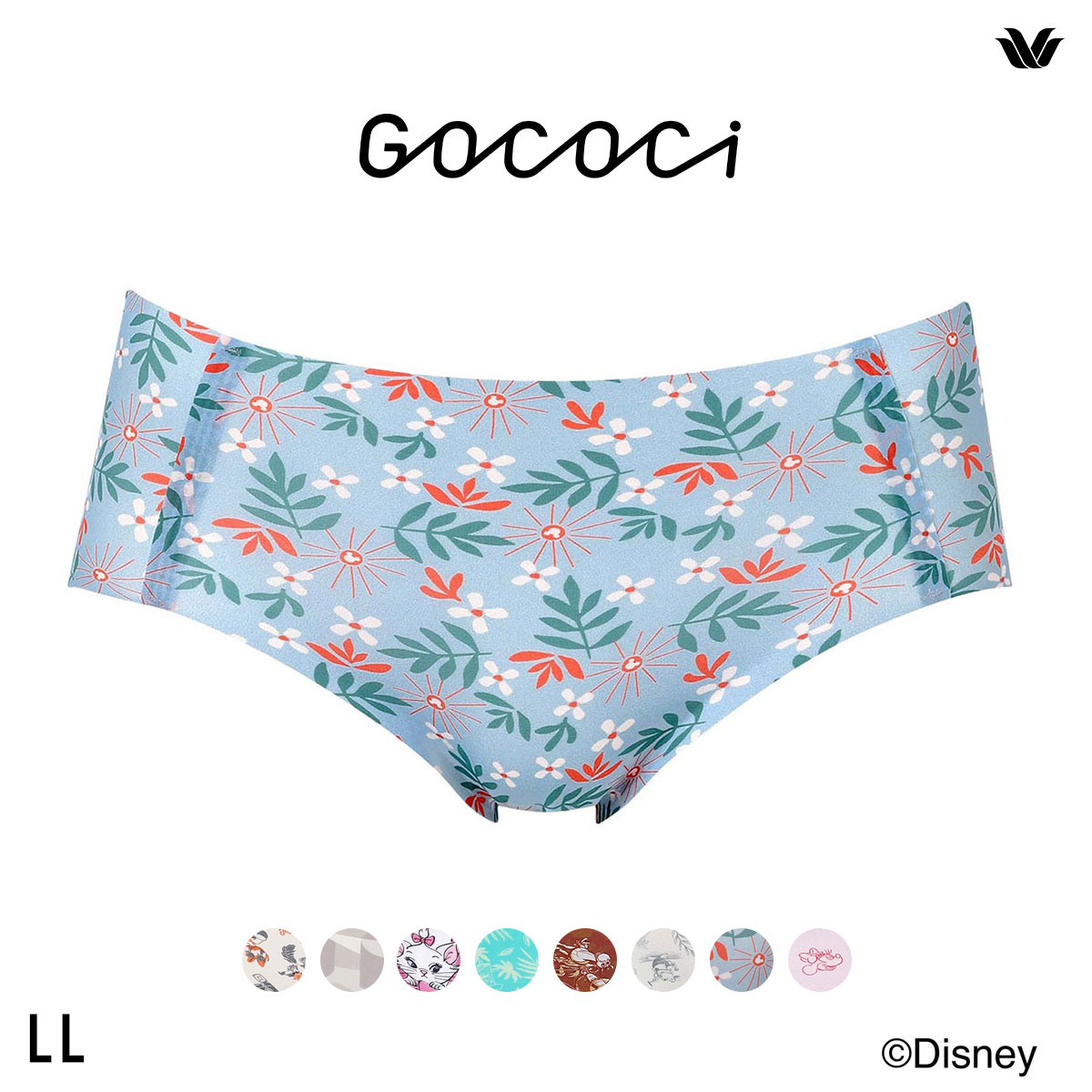 ワコール ゴコチ Disney ナイロンベアスムース ショーツ ノーマル LL CGG537 PGG137 ヘム 無縫製 Wacoal GOCOCi 大きいサイズ(LBU-薄ブルー-LL)