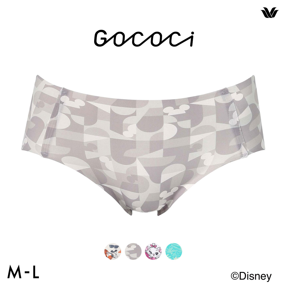 ワコール ゴコチ Disney ナイロンベアスムース ショーツ ノーマル ML CGG537 PGG137 ヘム 無縫製 Wacoal GOCOCi(GY-グレー-M)