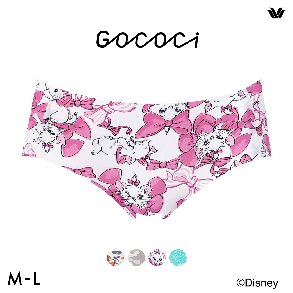 ワコール ゴコチ Disney ナイロンベアスムース ショーツ ノーマル ML CGG537 PGG137 ヘム 無縫製 Wacoal GOCOCi(PI-ピンク-M)