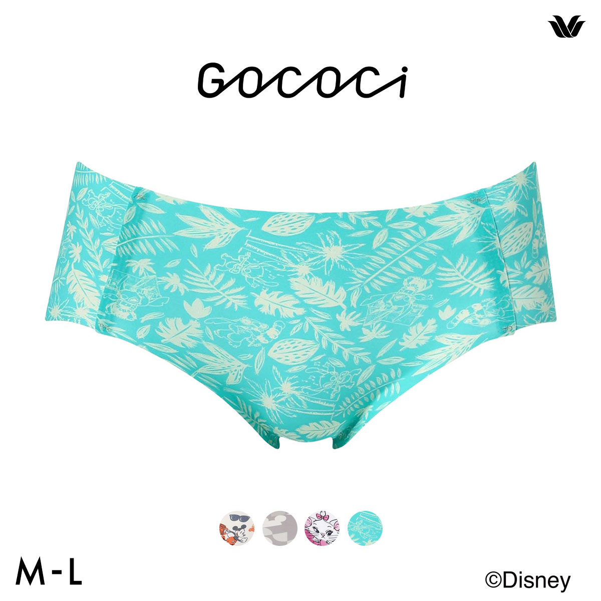 ワコール ゴコチ Disney ナイロンベアスムース ショーツ ノーマル ML CGG537 PGG137 ヘム 無縫製 Wacoal GOCOCi(TU-ターコイズ-M)