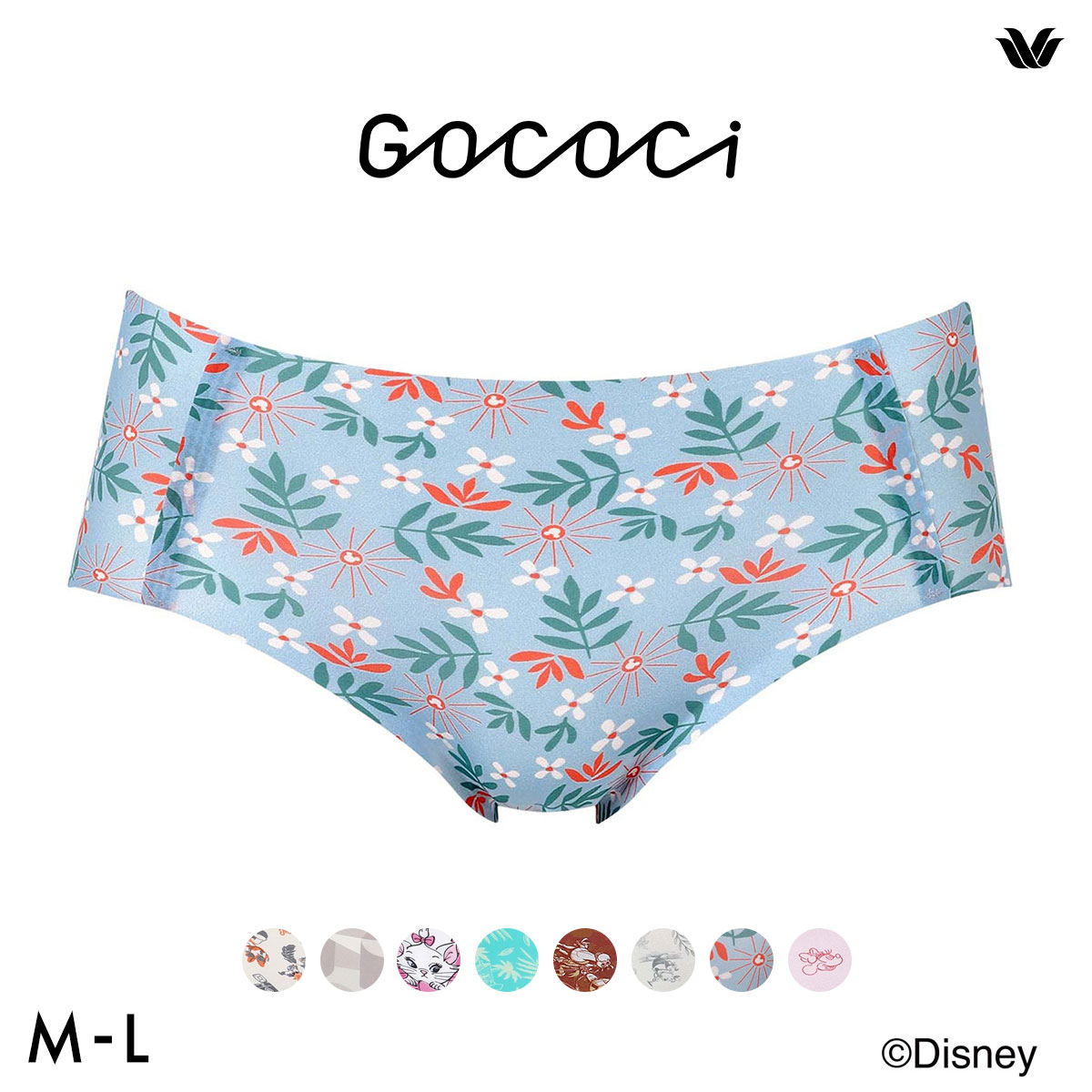 ワコール ゴコチ Disney ナイロンベアスムース ショーツ ノーマル ML CGG537 PGG137 ヘム 無縫製 Wacoal GOCOCi(LBU-薄ブルー-M)