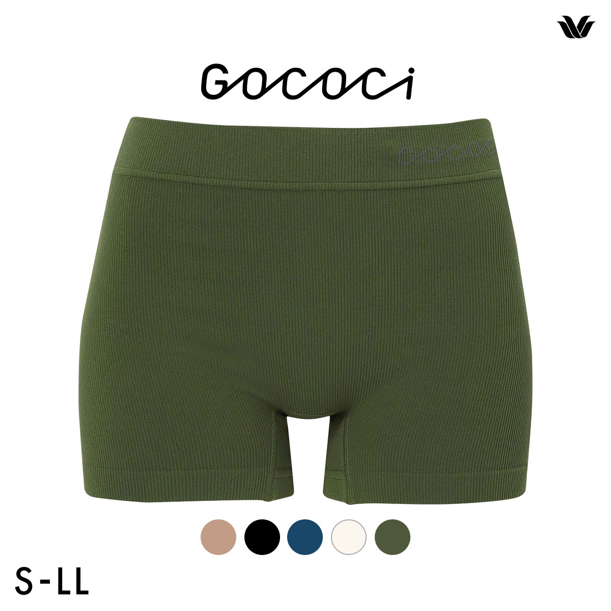 ワコール ゴコチ CGG255 PGG601 リブ ボーイレングス ショーツ 無縫製 SMLLL Wacoal GOCOCi 大きいサイズ ユニセックス UNISEX(GR-グリーン-S-M)