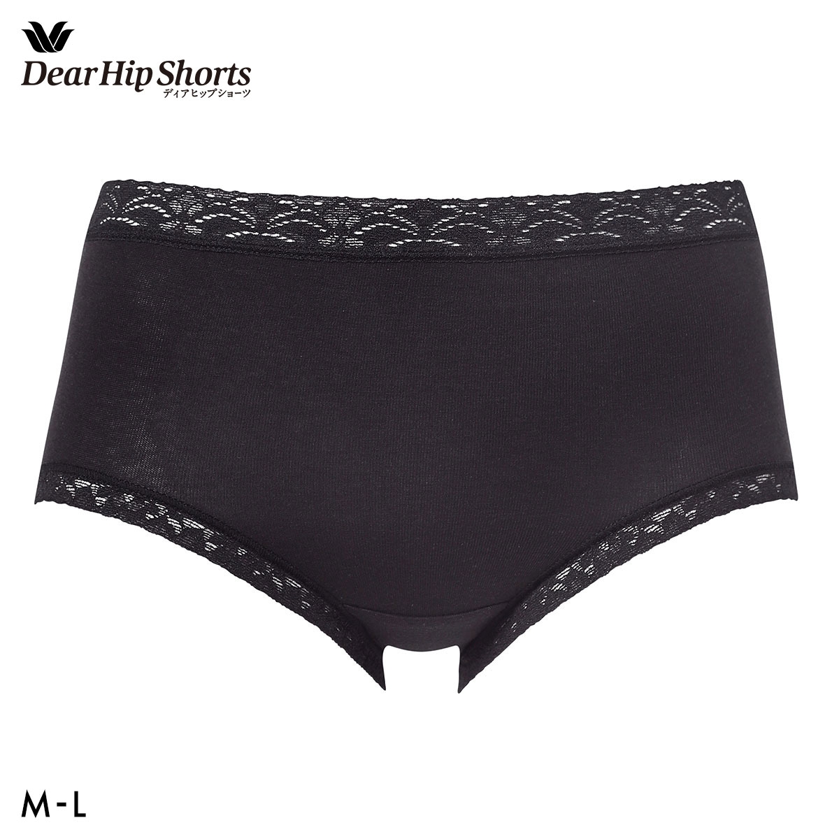 ワコール Wacoal ディアヒップショーツ DearHip Shorts 綿混 はきこみ丈ふつう ノーマルショーツ ML(BK-ブラック-M)