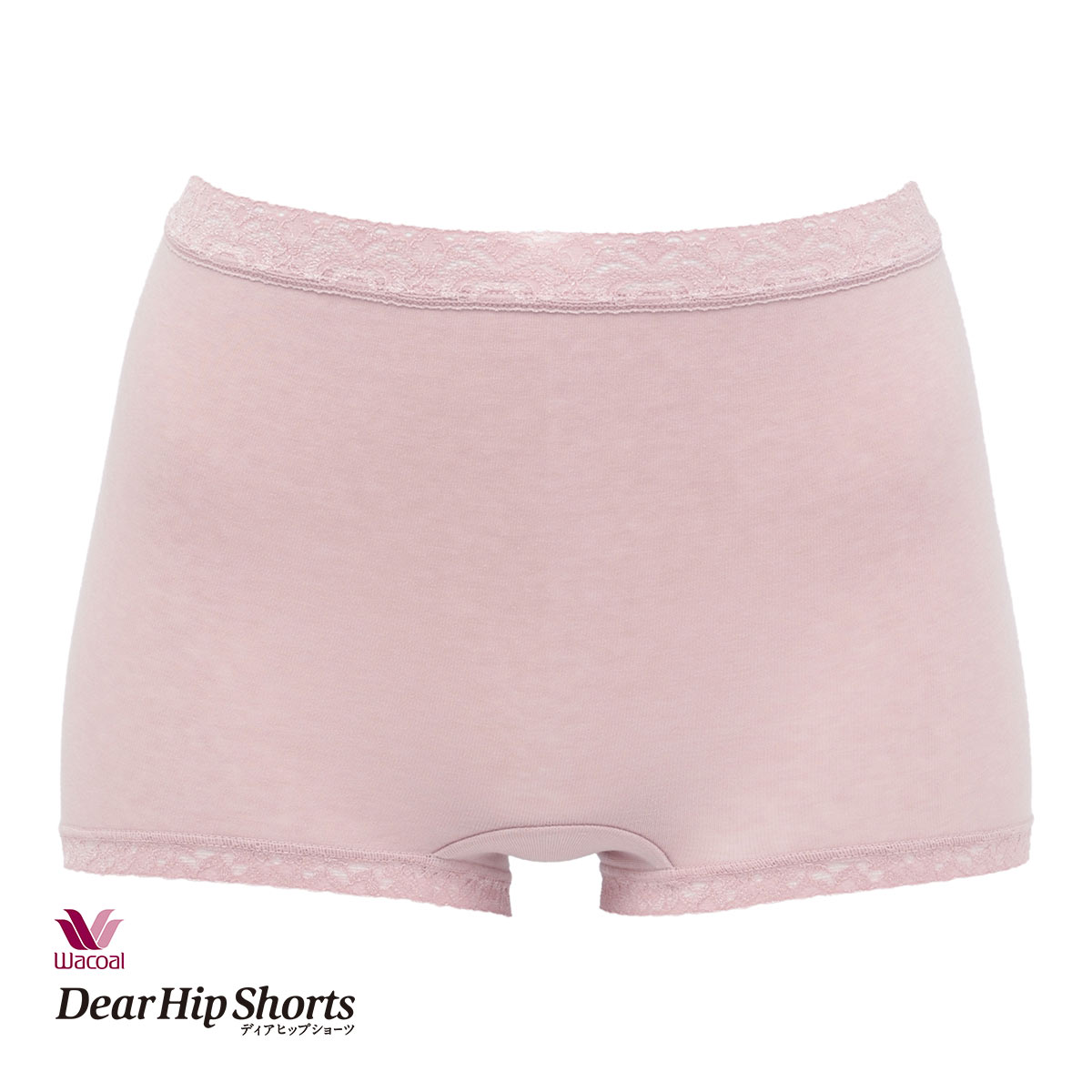 ワコール Wacoal ディアヒップショーツ DearHip Shorts 綿混 スタンダード ボーイレングスショーツ ML(PGY-ピンクグレー-M)
