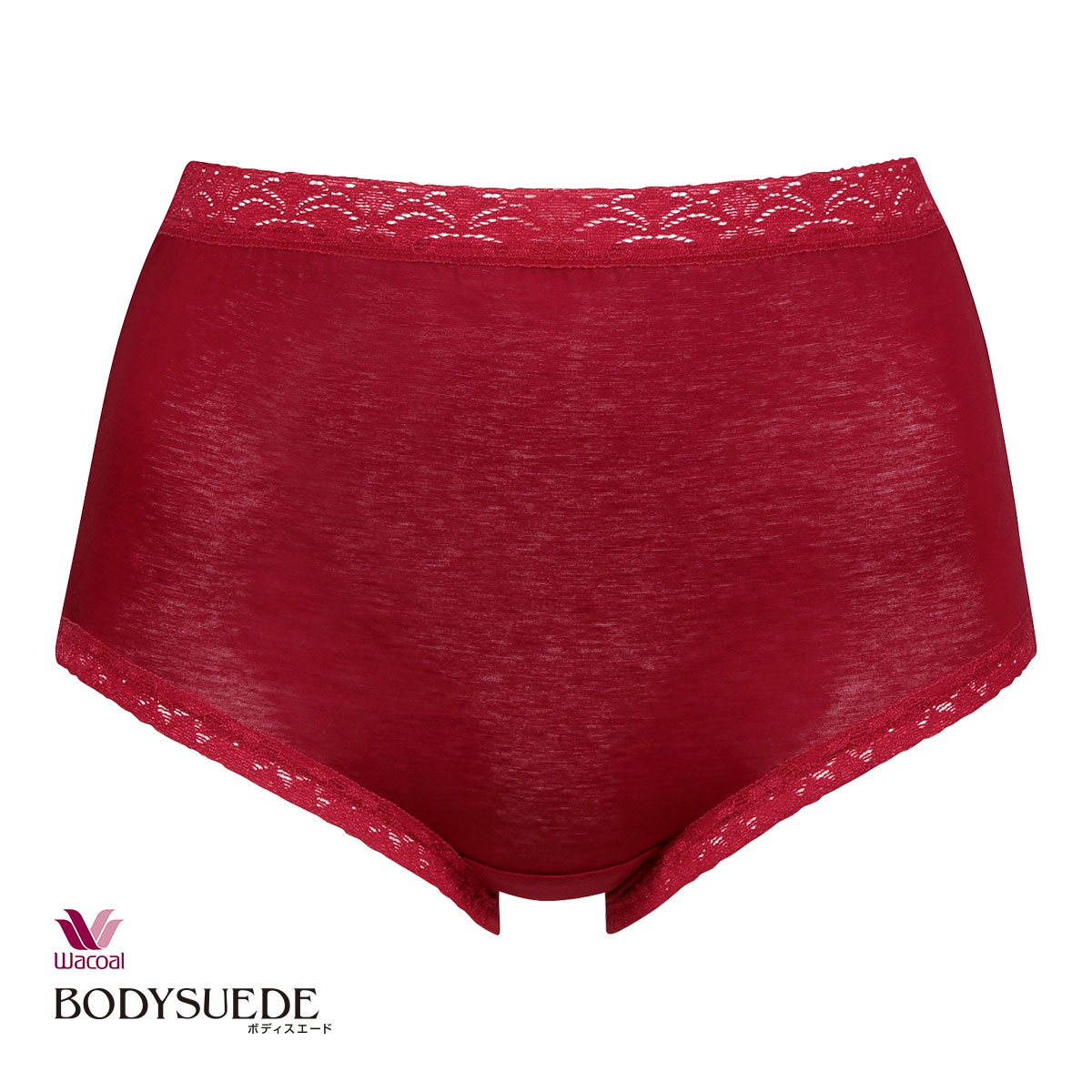 ワコール Wacoal ボディスエード BODYSUEDE ハイカット スタンダード ショーツ LL 綿100 深め ハイウエスト 大きいサイズ 単品(RE-レッド-LL)