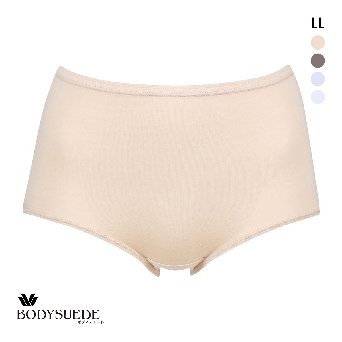 ワコール Wacoal ボディスエード BODYSUEDE スタンダード ノーマル ショーツ LL 綿混 深め ハイウエスト 単品(BE-ベージュ-LL)