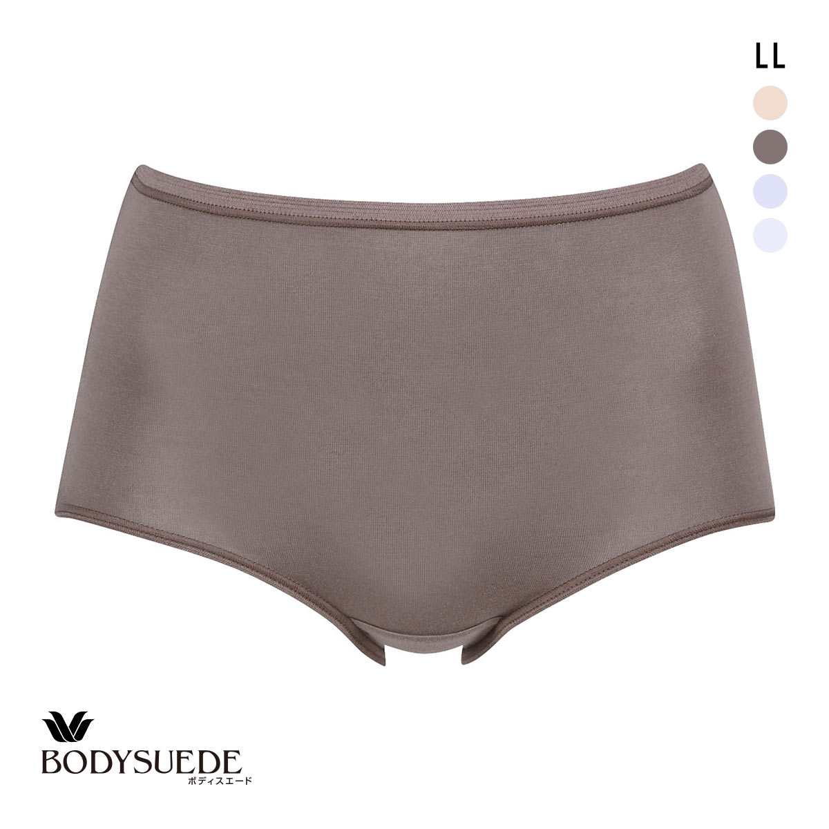 ワコール Wacoal ボディスエード BODYSUEDE スタンダード ノーマル ショーツ LL 綿混 深め ハイウエスト 単品(BR-ブラウン-LL)