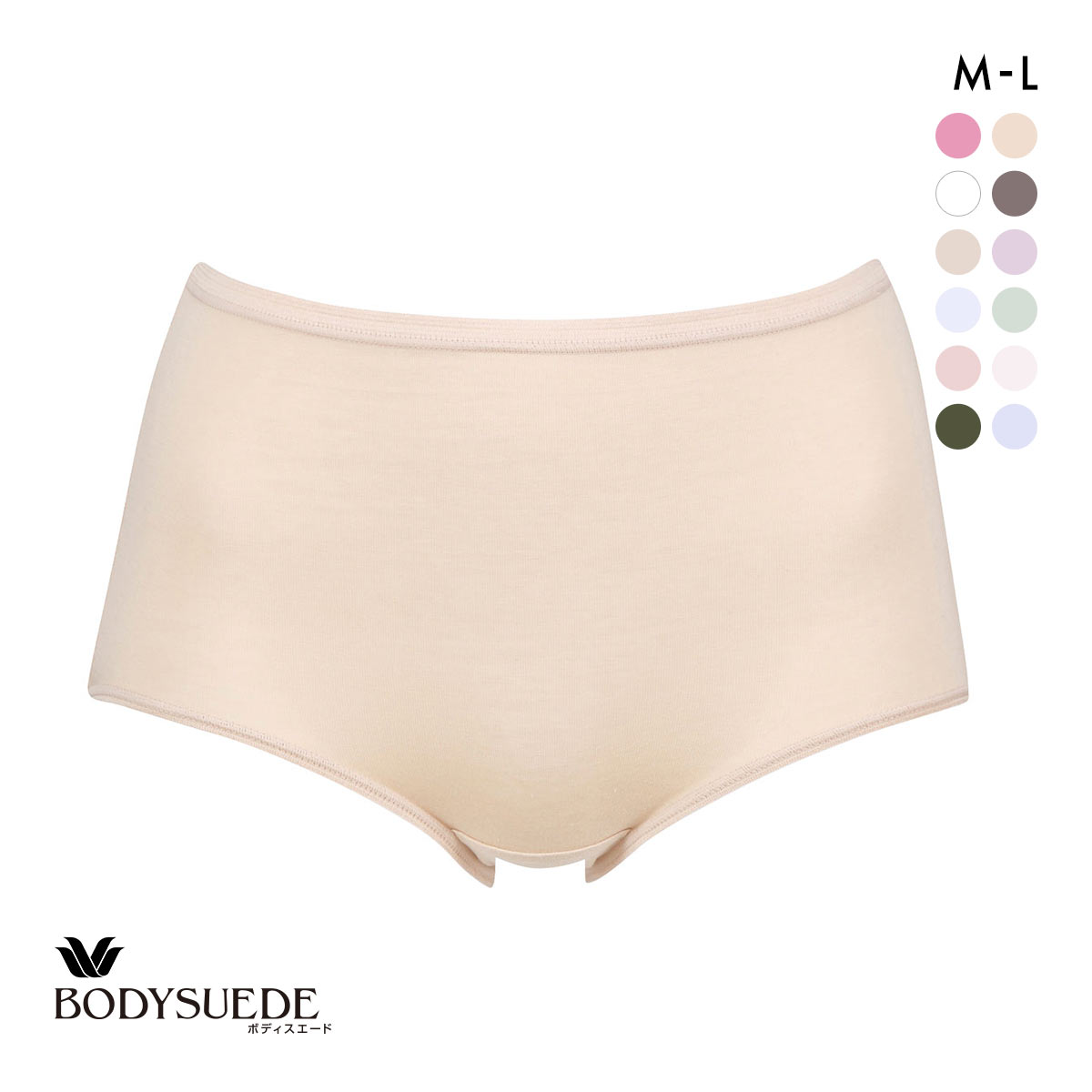 ワコール Wacoal ボディスエード BODYSUEDE スタンダード ノーマル ショーツ ML 綿混 深め ハイウエスト 単品(BE-ベージュ-M)