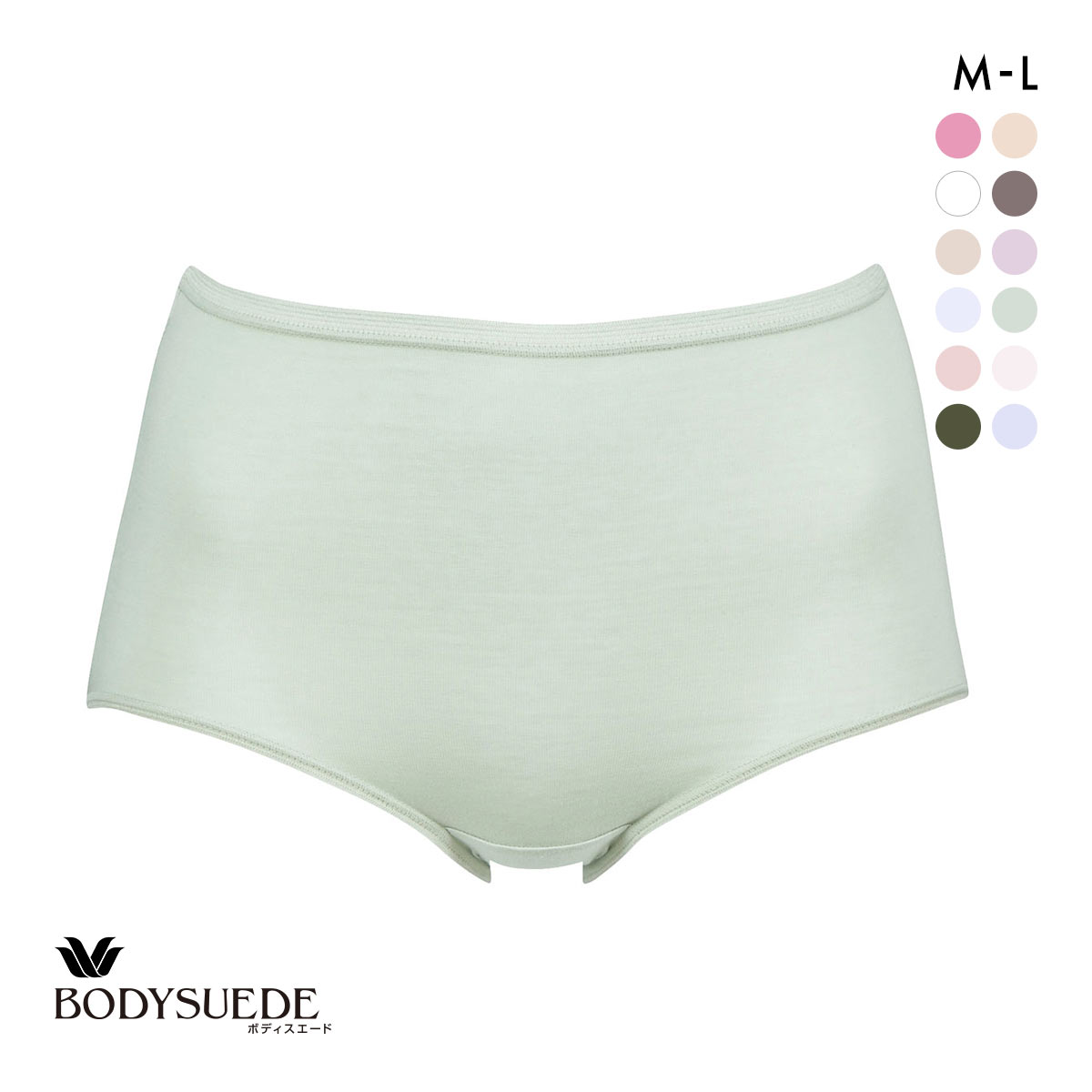 ワコール Wacoal ボディスエード BODYSUEDE スタンダード ノーマル ショーツ ML 綿混 深め ハイウエスト 単品(OV-オリーブ-M)