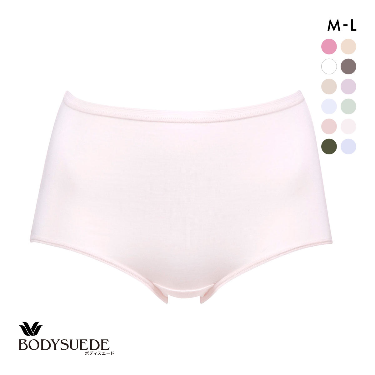 ワコール Wacoal ボディスエード BODYSUEDE スタンダード ノーマル ショーツ ML 綿混 深め ハイウエスト 単品(LPI-薄ピンク-M)
