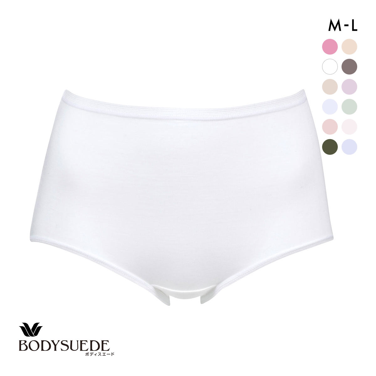 ワコール Wacoal ボディスエード BODYSUEDE スタンダード ノーマル ショーツ ML 綿混 深め ハイウエスト 単品(WH-ホワイト-M)
