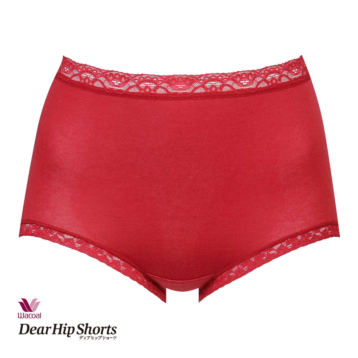 ワコール ディアヒップショーツ 綿混 ふかめ スタンダード ショーツ ML Wacoal DearHip Shorts あったか(RE-レッド-M)