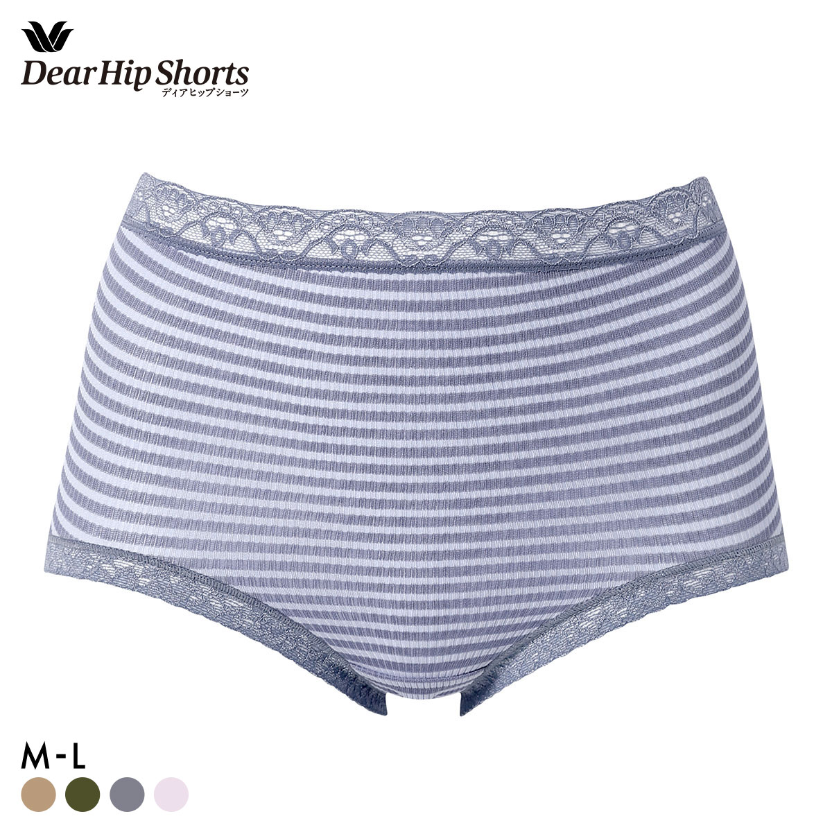 ワコール ディアヒップショーツ スタンダード ショーツ 深ばき 綿混 M L 単品 Wacoal DearHip Shorts(GY-グレー-M)