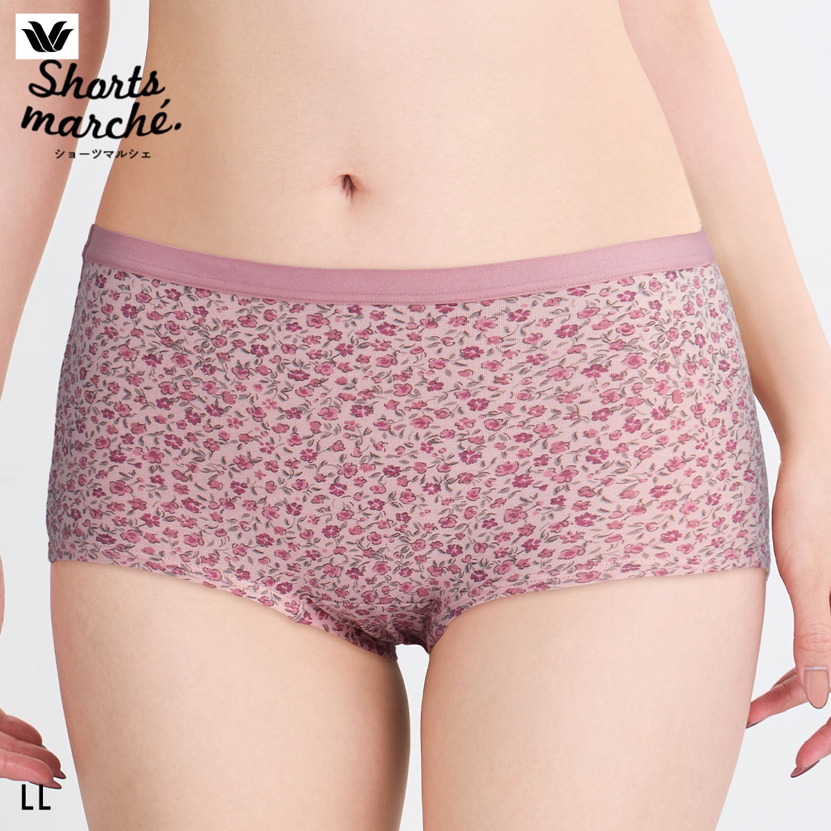 ワコール ショーツマルシェ 綿混 ボーイレングスショーツ LL Wacoal Shorts marche(PI-ピンク-LL)